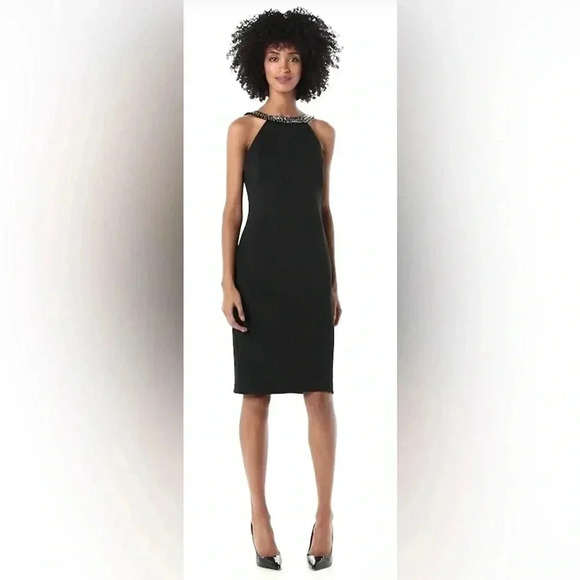 White Calvin Klein Halter Embellished Dress Size 4 - Picture 2 of 9